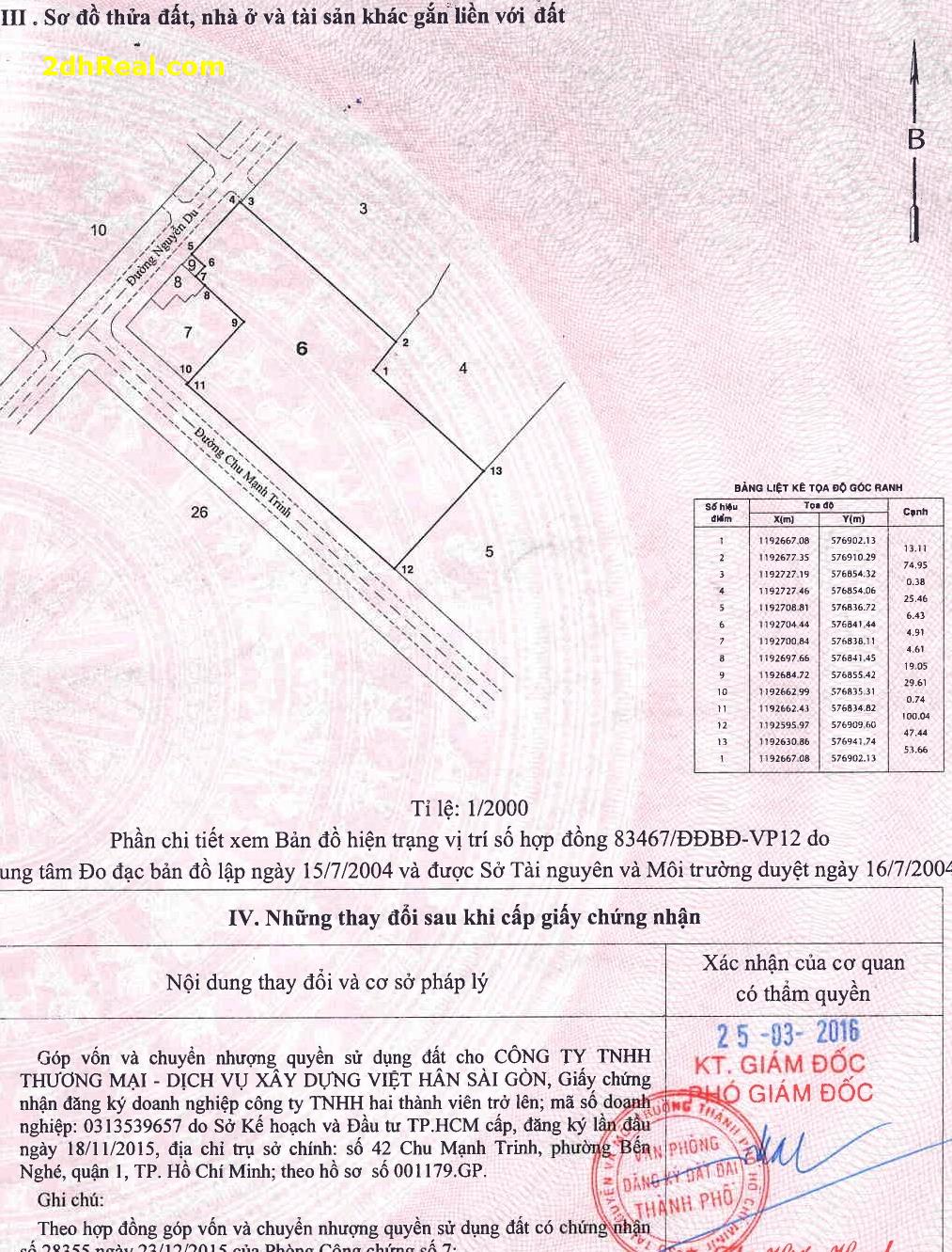 Bán khu đất 34 -36, 42 Chu Mạnh Trinh, phường Bến Nghé, quận 1, Tp.HCM