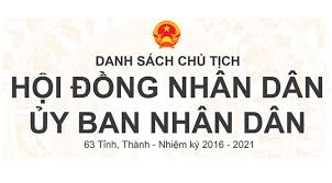 Danh sách Chủ tịch Ủy ban nhân dân tỉnh Việt Nam nhiệm kì 2016-2021